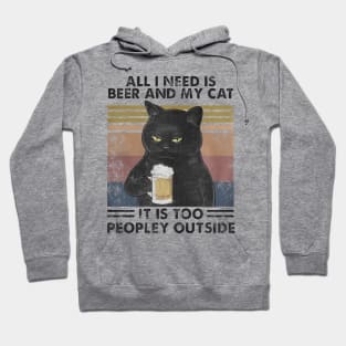 All i need is beer and my cat || Vintage Hoodie